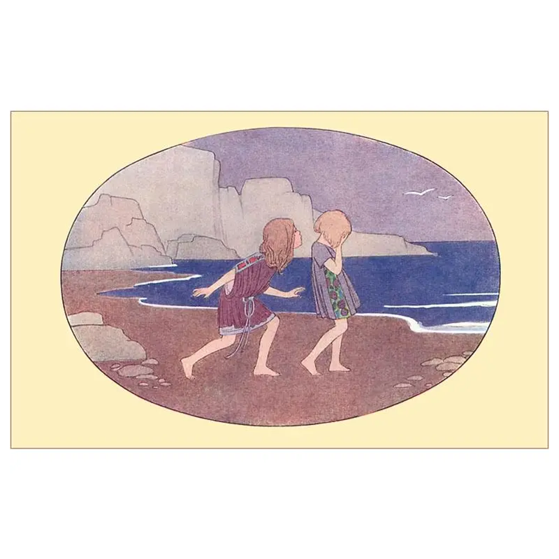Children at the Beach Vintage Note Card