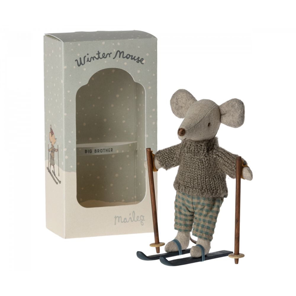 Maileg Big Brother Winter Mouse with Ski Set