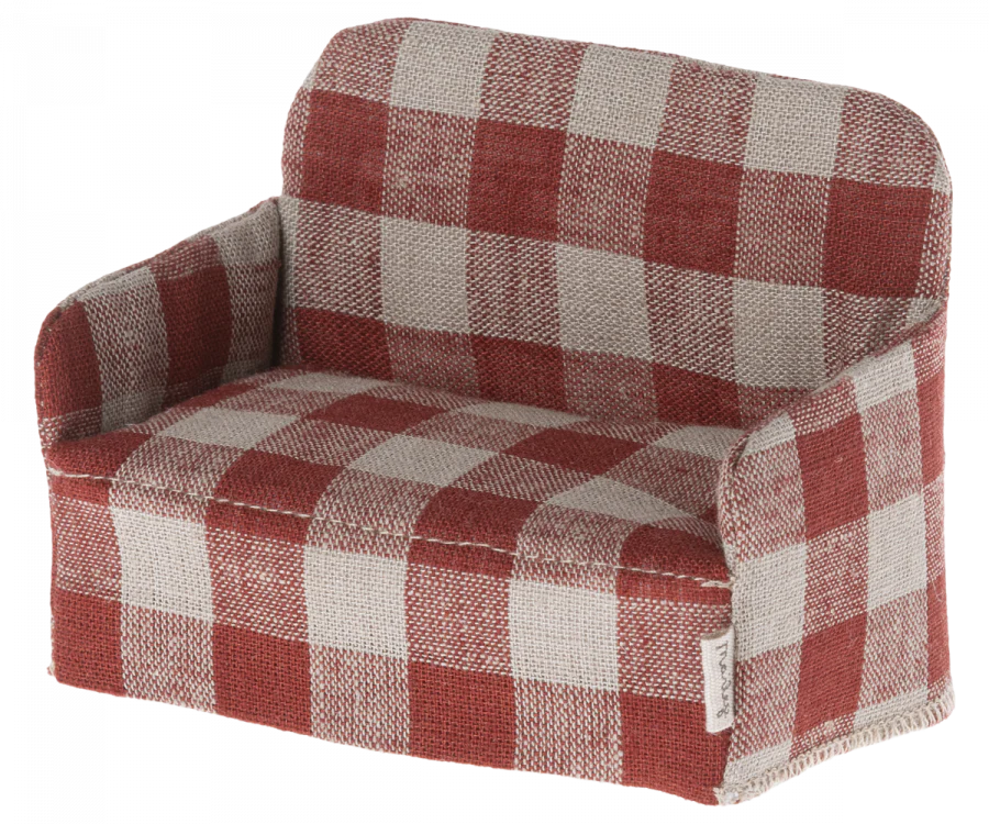 Maileg Red Gingham Miniature Mouse Couch