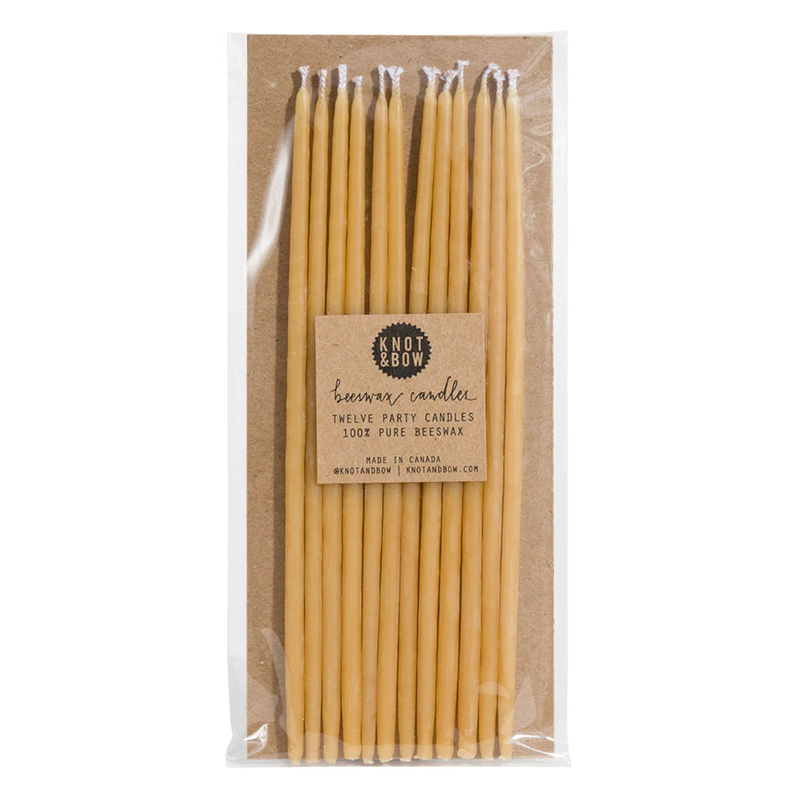 Knot & Bow 12 Piece Tall Natural Beeswax Candle Set