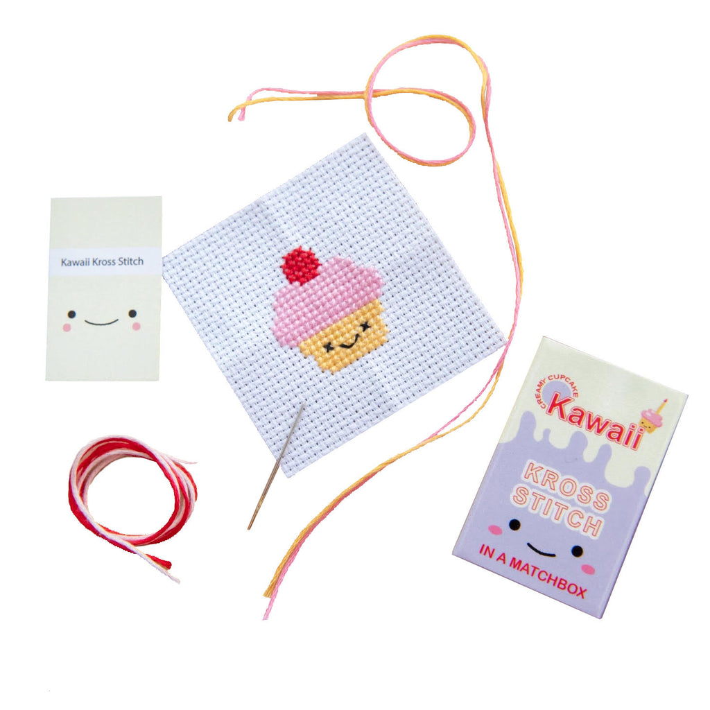 Mini Cross Stitch Kit In A Matchbox · Cupcake