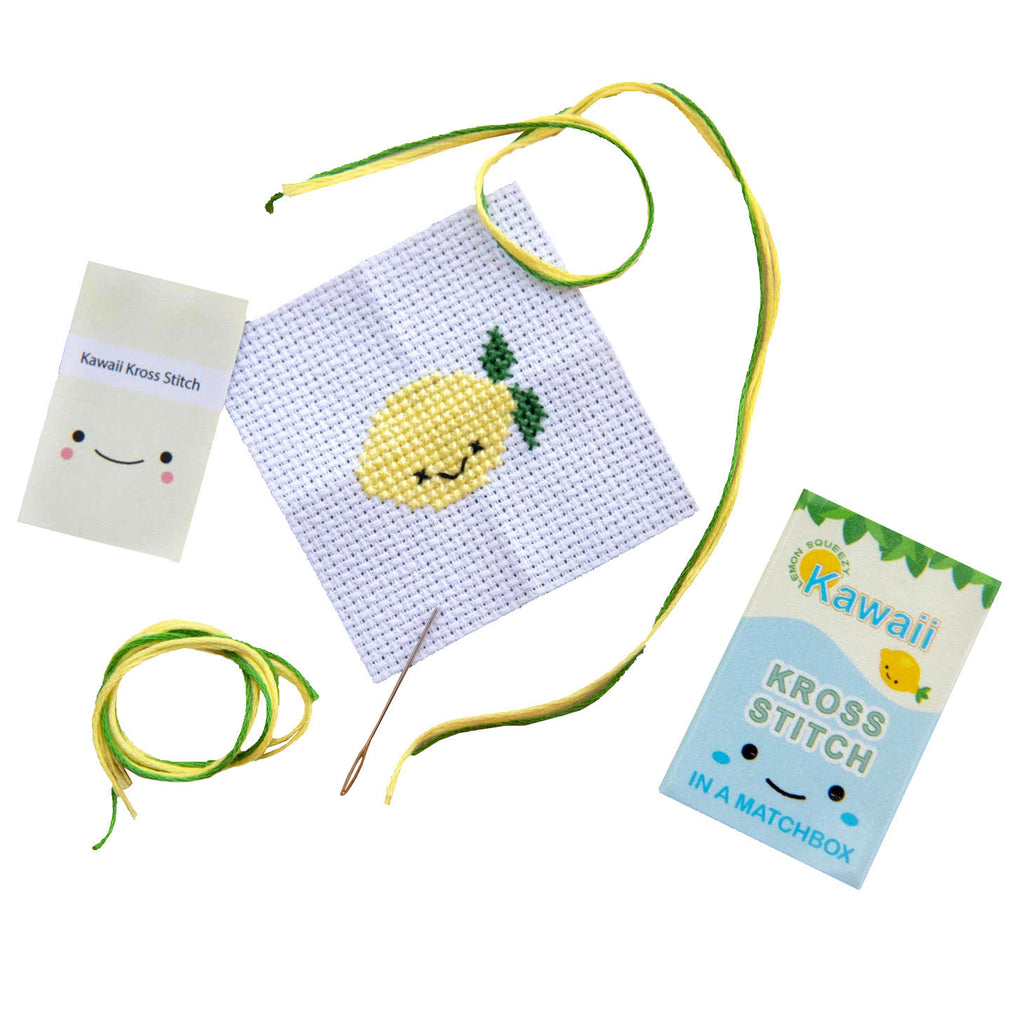 Mini Cross Stitch Kit In A Matchbox · Lemon