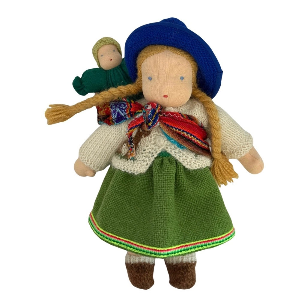 9" Waldorf Doll with Baby · White