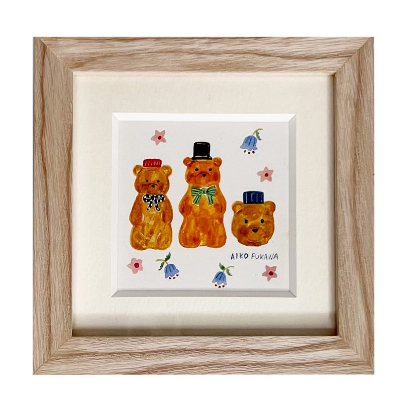 Aiko Fukawa Miniature Framed Original Artwork · Honey Bears