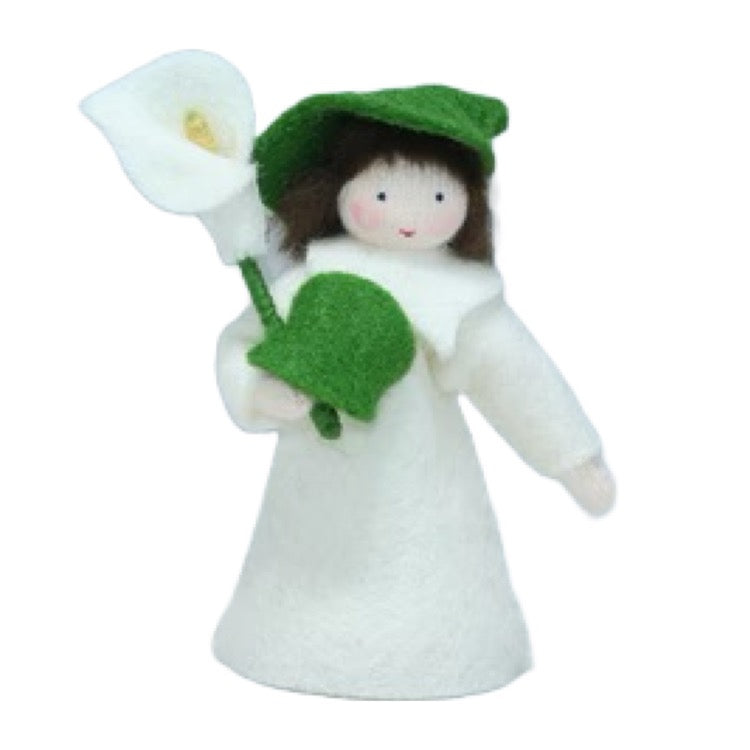 Calla Fairy Holding Flower · White