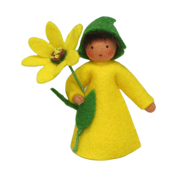 Cape Marigold Fairy Holding Flower · Brown