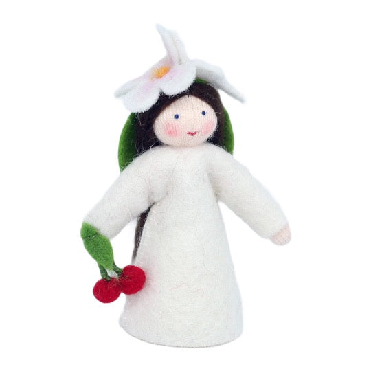 Cherry Blossom Fairy Holding Cherries · White