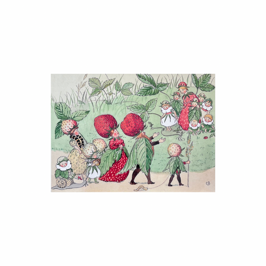 Elsa Beskow Postcard · Strawberry Parade