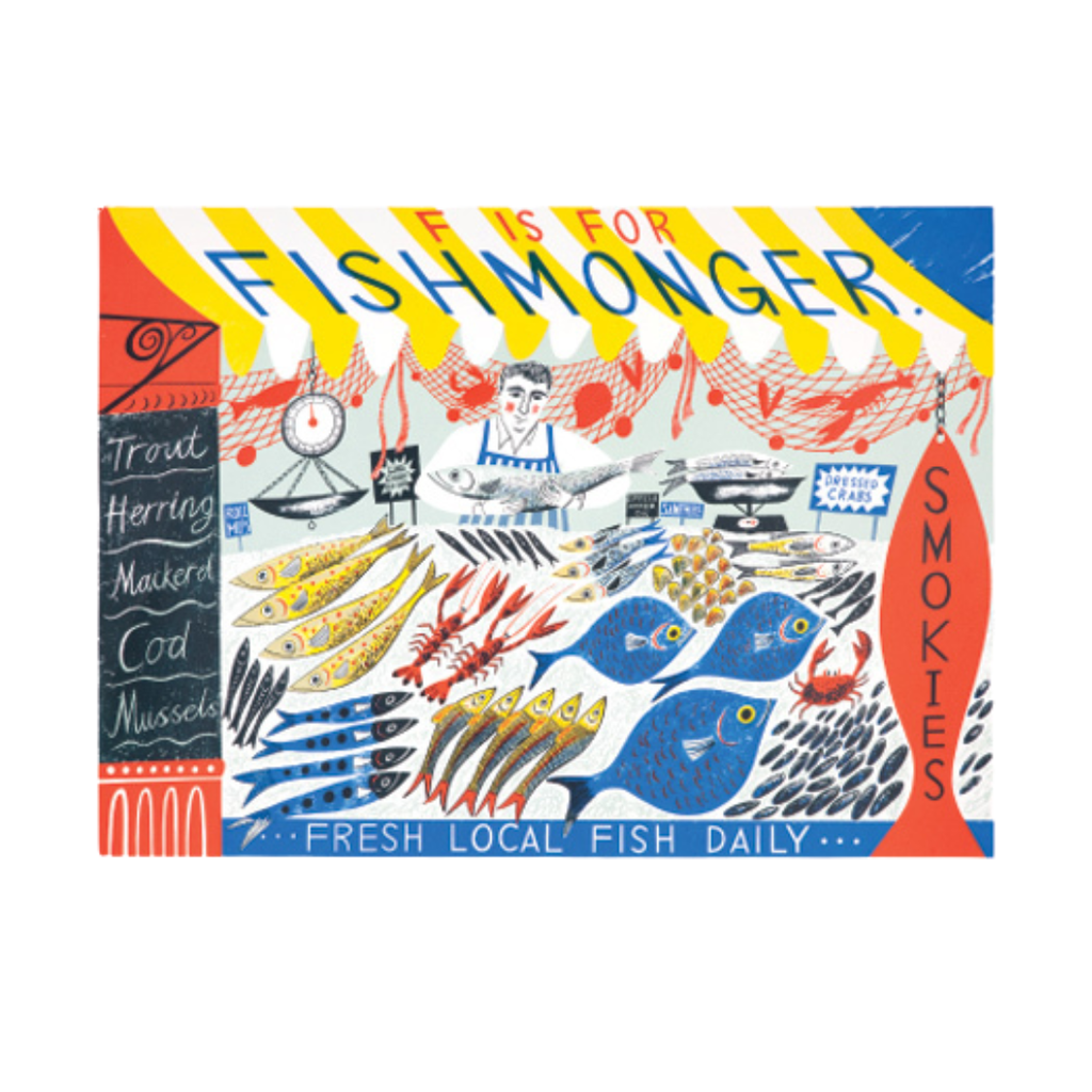 F Is For Fishmonger Card by Emily Sutton
