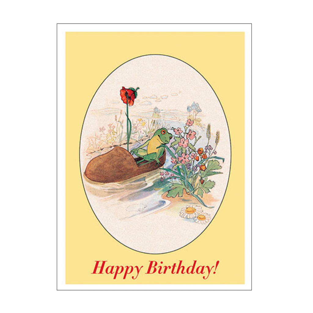 Happy Birthday Frog in Slipper Boat