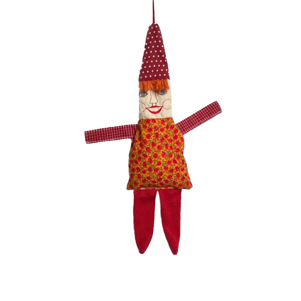 Happy Clown Hanging Doll · Large with Red Polka Dot Cap