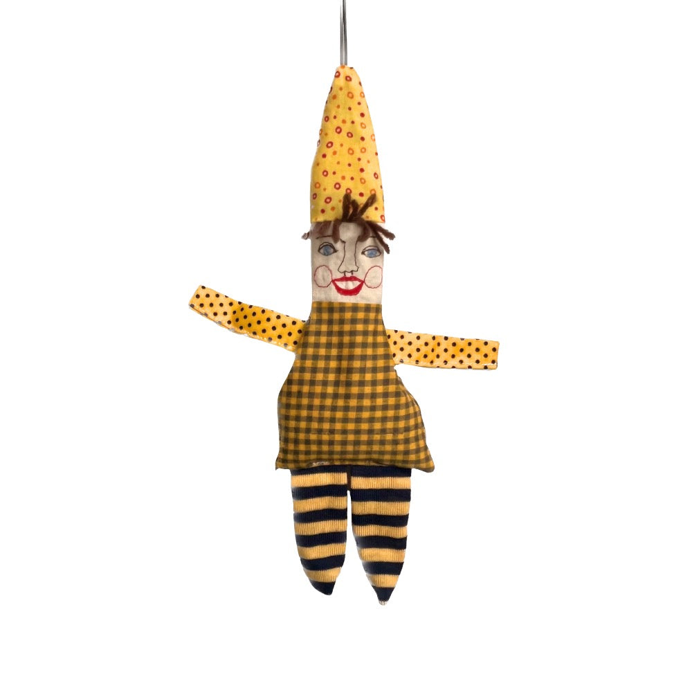 Happy Clown Hanging Doll · Small with Yellow Dotted Cap