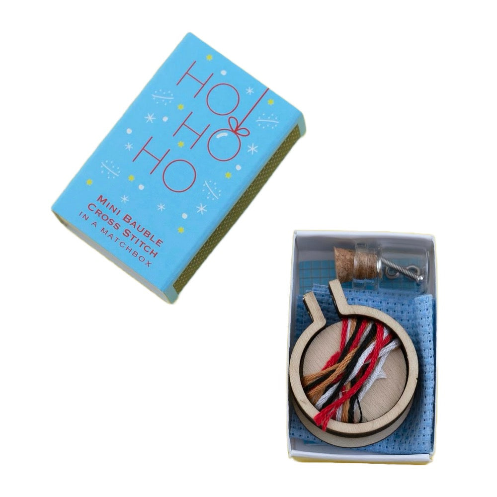 Ho Ho Ho Christmas Cross Stitch in a Matchbox