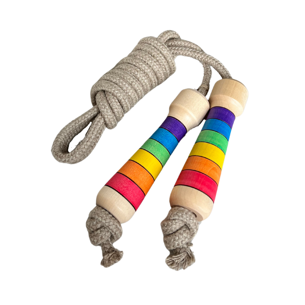 Mader Rainbow Striped Wooden Jump Rope