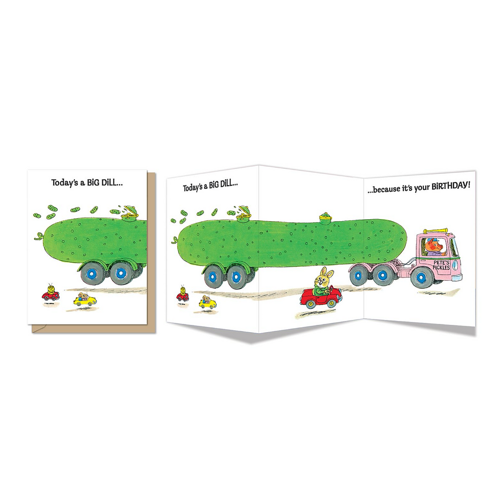 Maginating Richard Scarry Big Dill Tri-Fold Birthday Card
