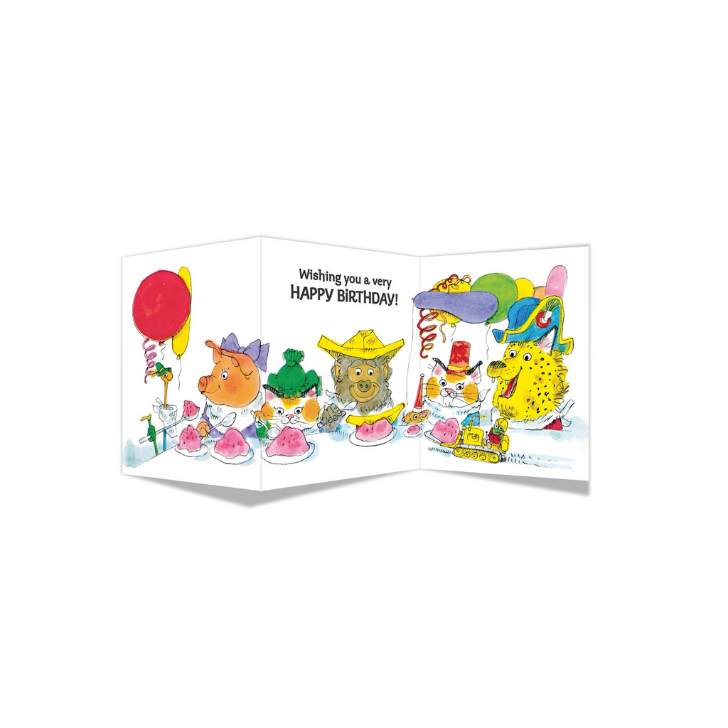 Maginating Richard Scarry Lowly Worm Tri-Fold Birthday Card