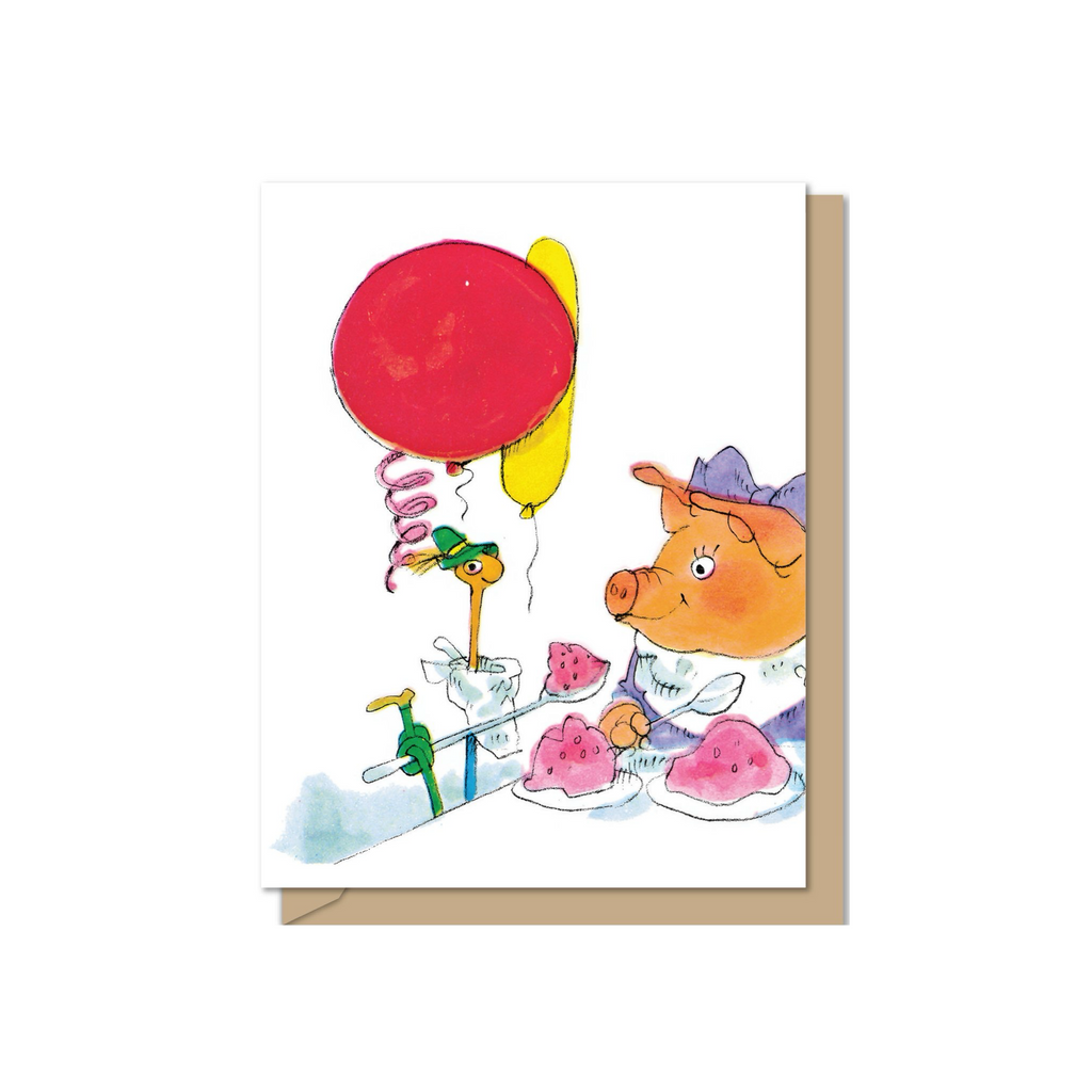 Maginating Richard Scarry Lowly Worm Tri-Fold Birthday Card