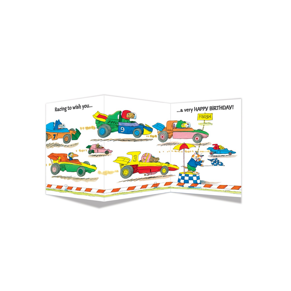 Maginating Richard Scarry Race Track Tri-Fold Birthday Card