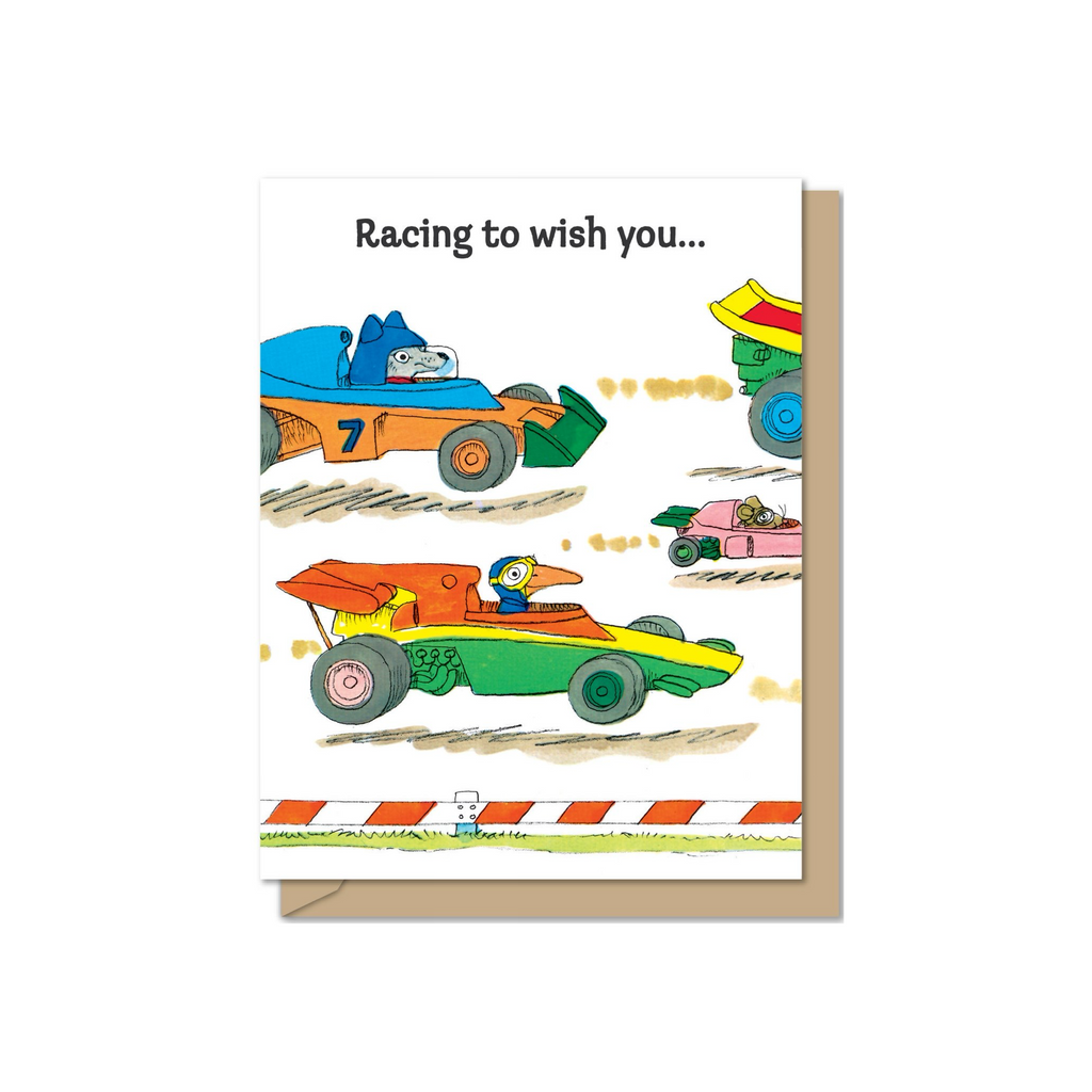 Maginating Richard Scarry Race Track Tri-Fold Birthday Card