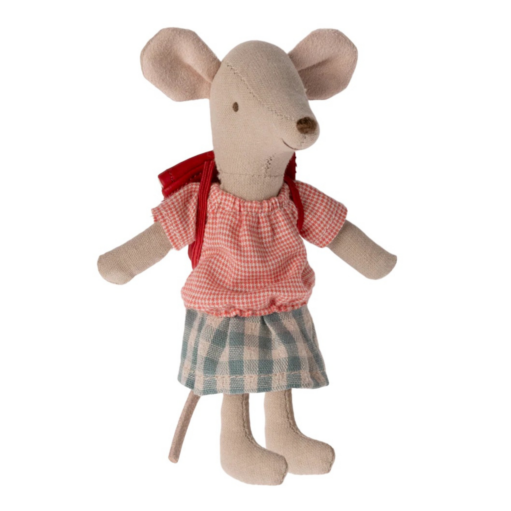Maileg Big Sister Tricycle Mouse · Red