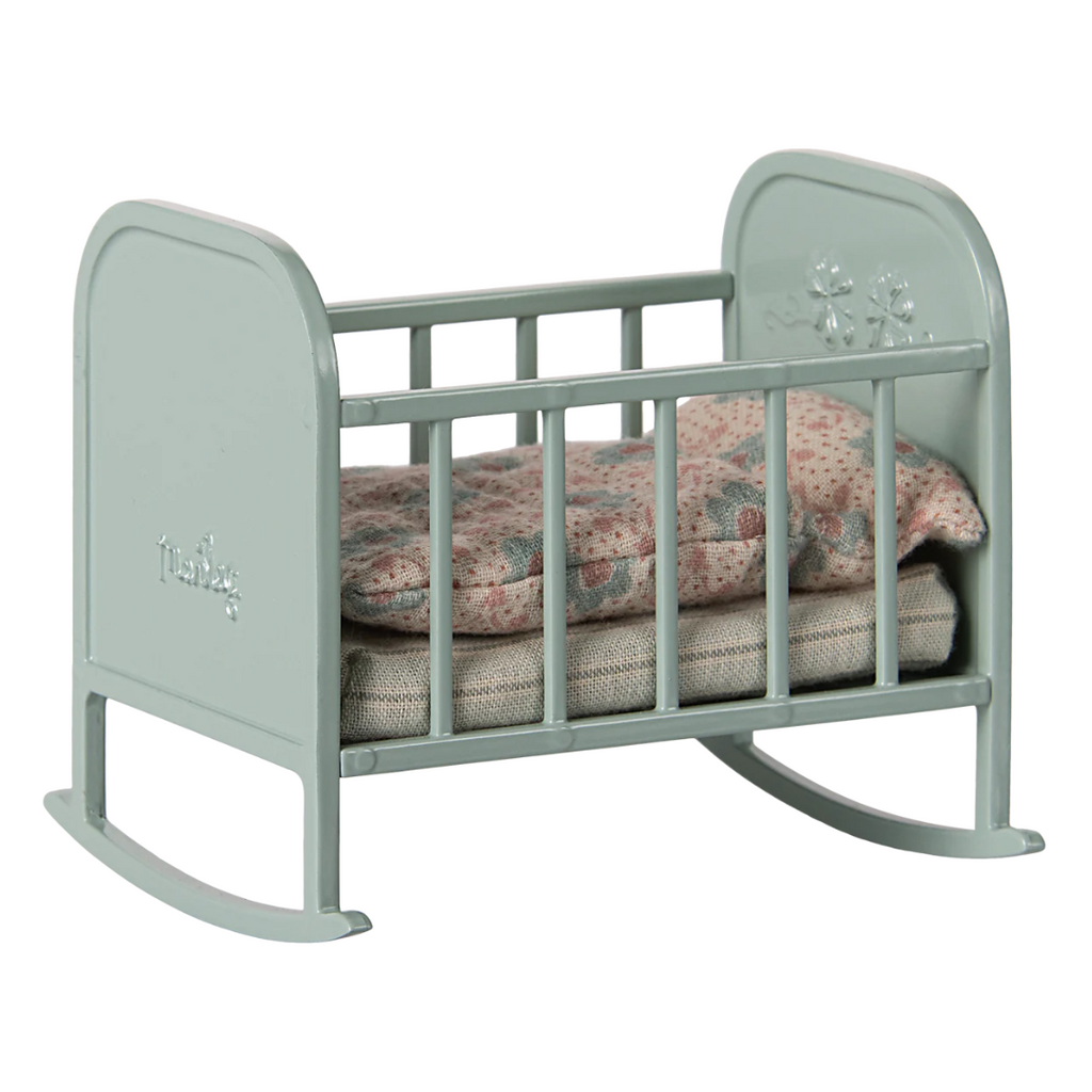 Maileg MY Cradle with Sleeping Bag · Blue Mint