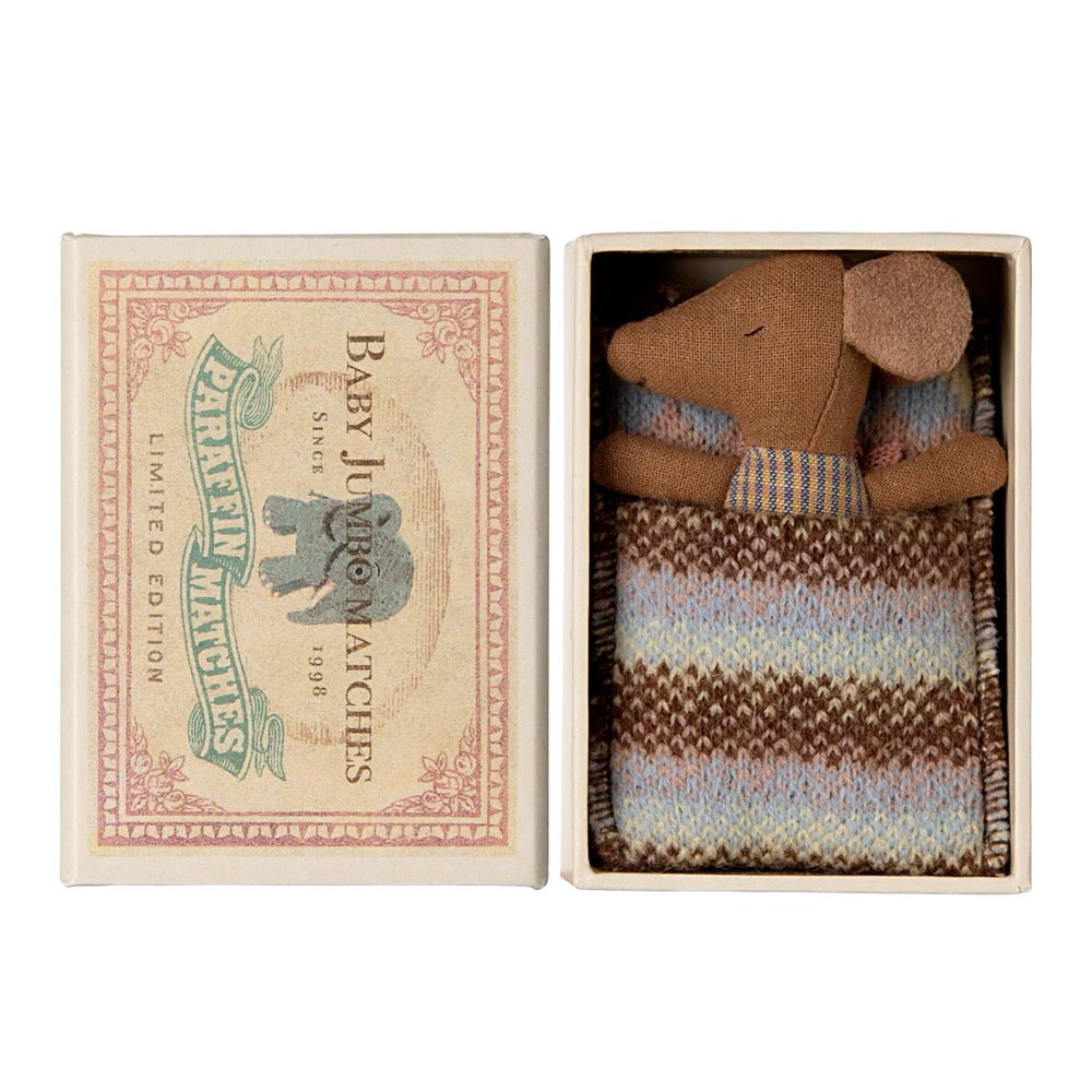 Maileg Rose Sleepy Wakey Baby Mouse in Matchbox