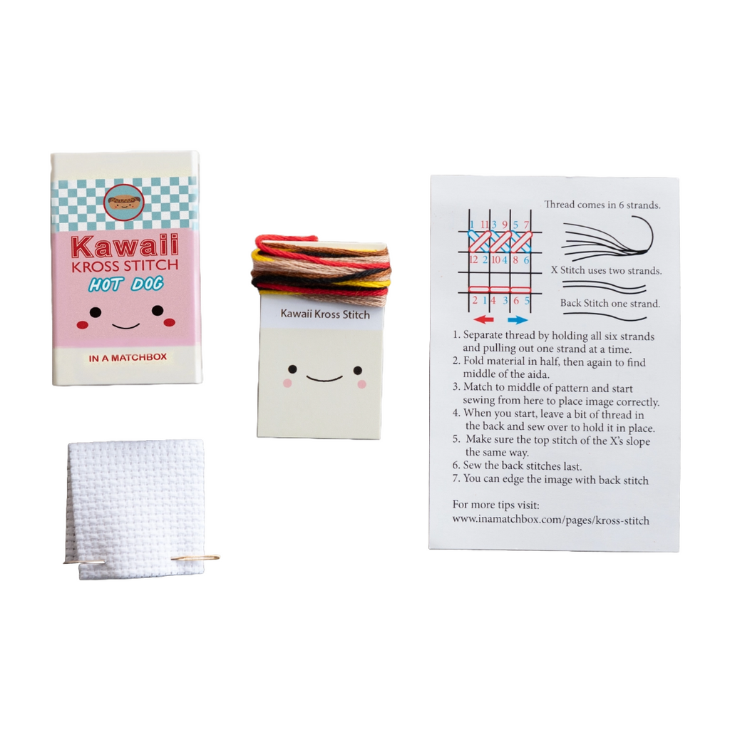 Mini Cross Stitch in a Matchbox · Hotdog