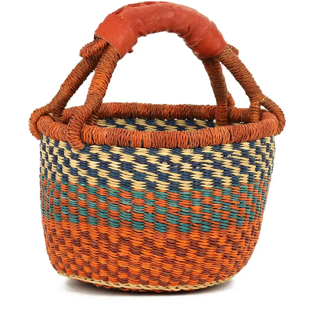 Mini Woven Basket · Checkered Sunset