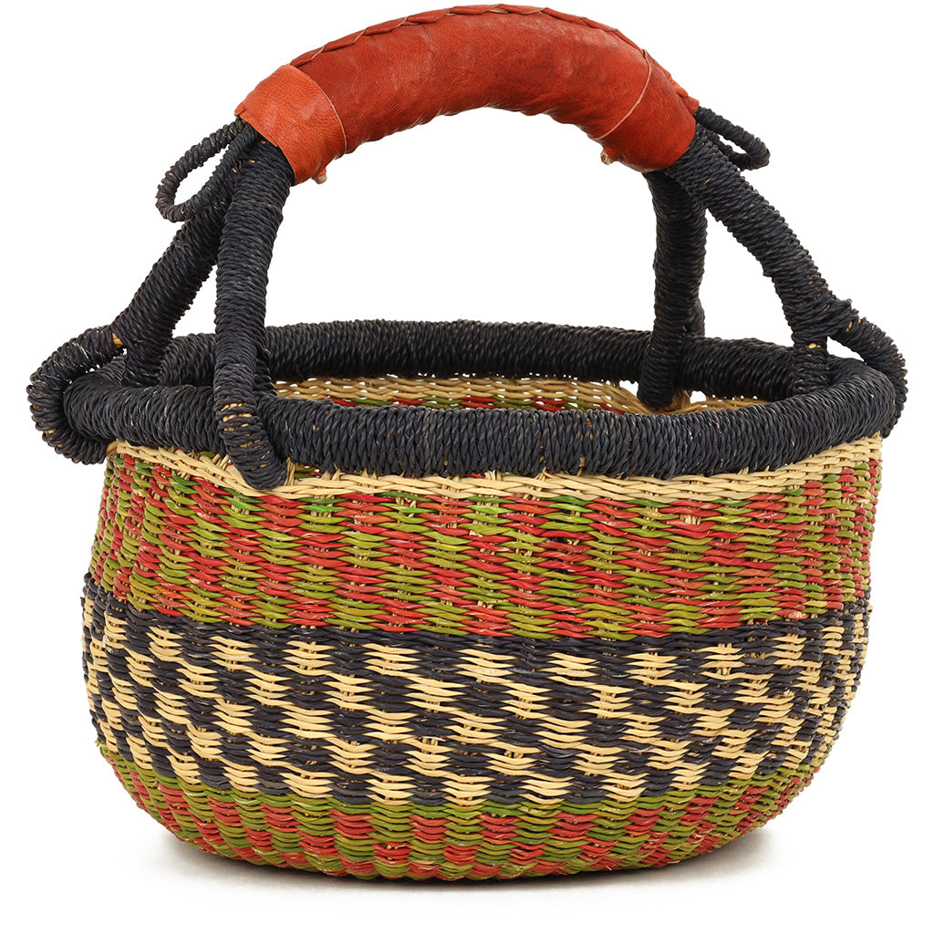 Mini Woven Basket · Navy and Lime