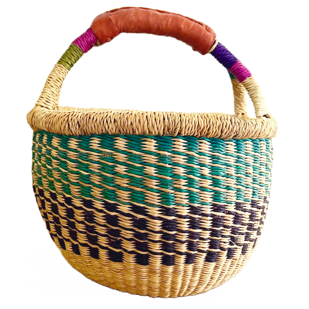 Mini Woven Basket · Teal and Navy