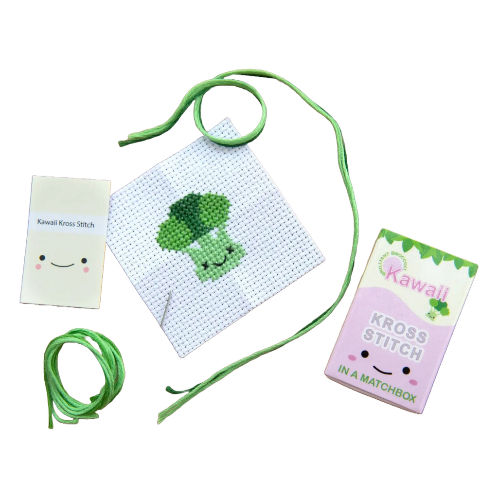 Mini Cross Stitch in a Matchbox · Broccoli