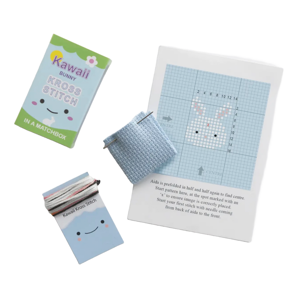 Mini Cross Stitch Kit In A Matchbox · Bunny
