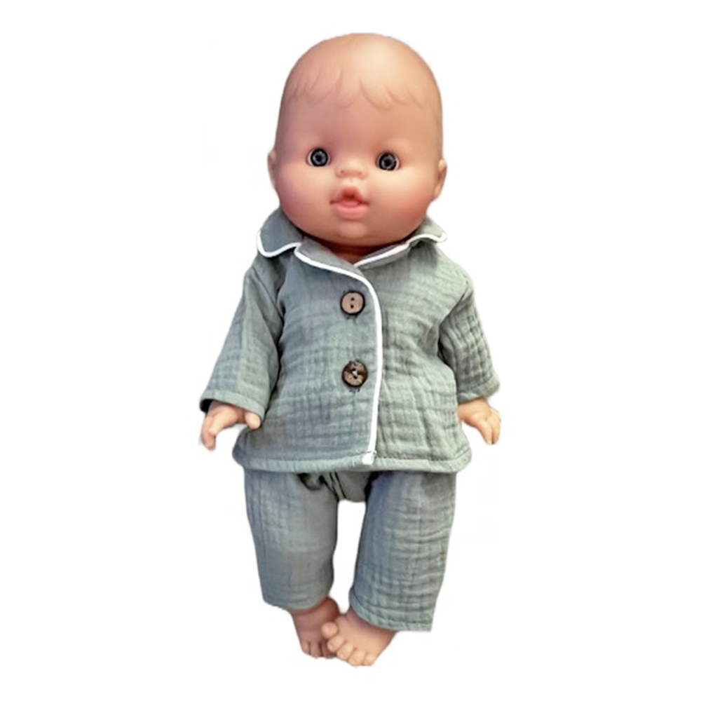 Minikane Bath Baby Boy Doll in Mint Pajamas · White