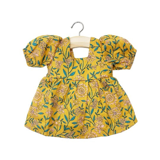 Minikane Bath Baby Doll Sized Floral Mustard Dress