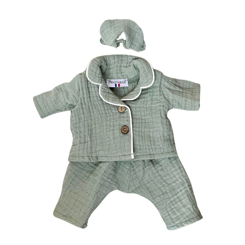 Minikane Bath Baby Doll Sized Sage Green Pajama Set