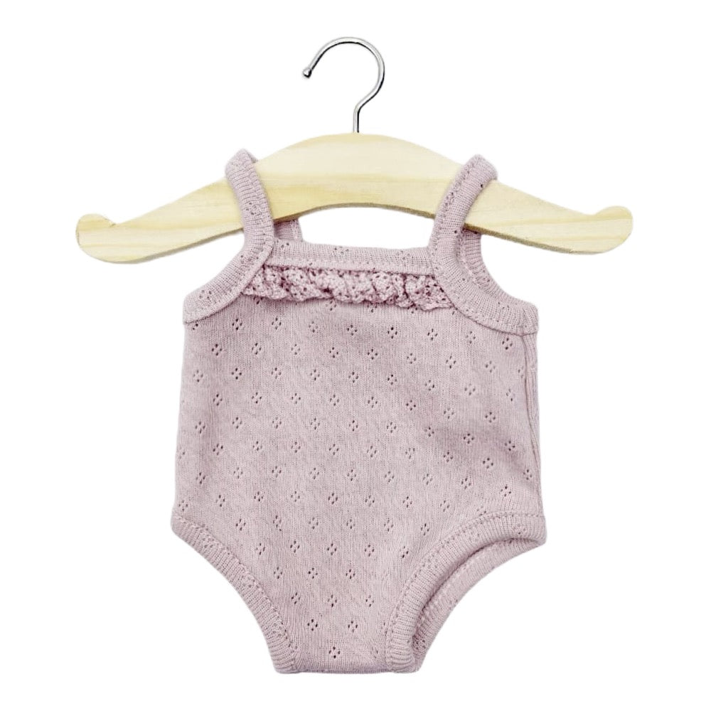 Minikane Bath Baby Doll Sized Sand Lilac Pointelle Bodysuit
