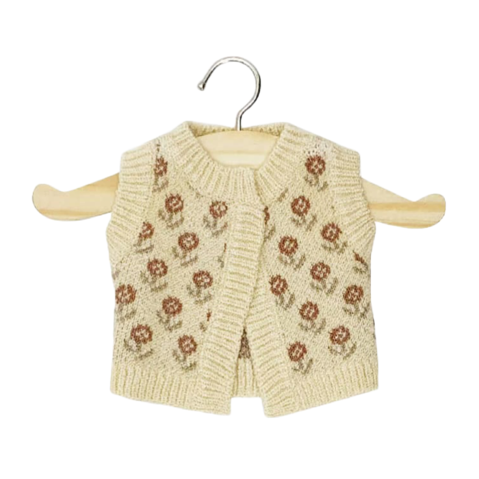 Minikane Bath Baby Doll Sized Terracotta Flowers Knit Vest
