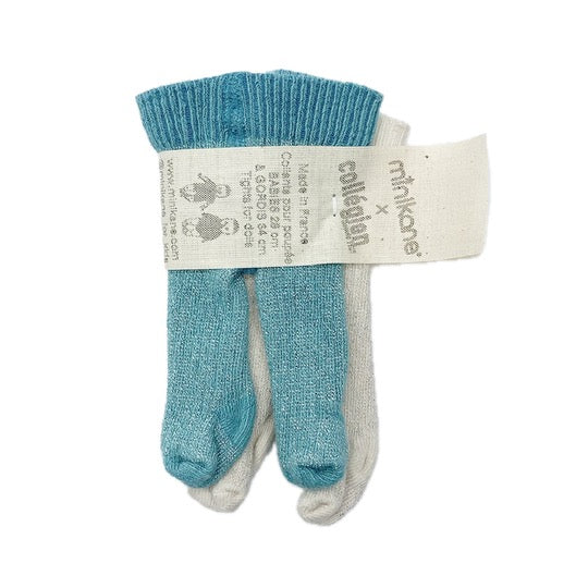 Minikane Bath Baby Doll Sized Tights · Lagoon Blue and Lamb