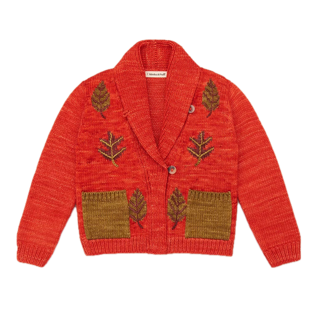 Misha and Puff Falling Leaves Cardigan · Red Flame