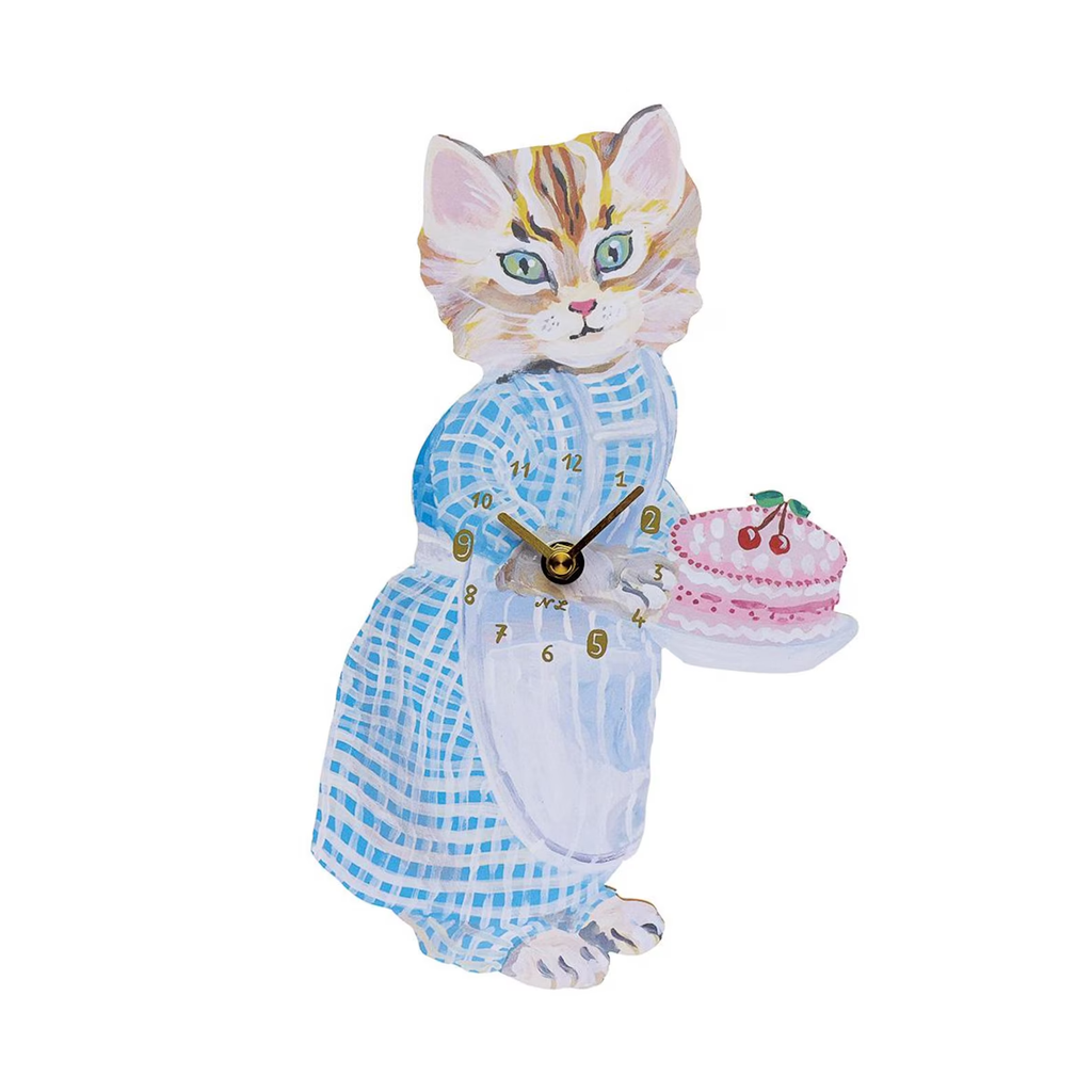 Nathalie Lété Cat with Cake Wall Clock