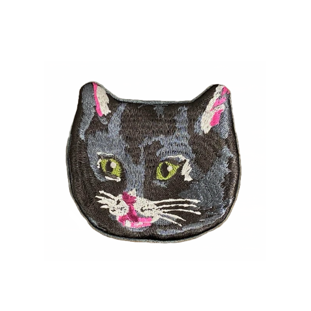 Nathalie Lété Embroidered Cat Pouch · Black