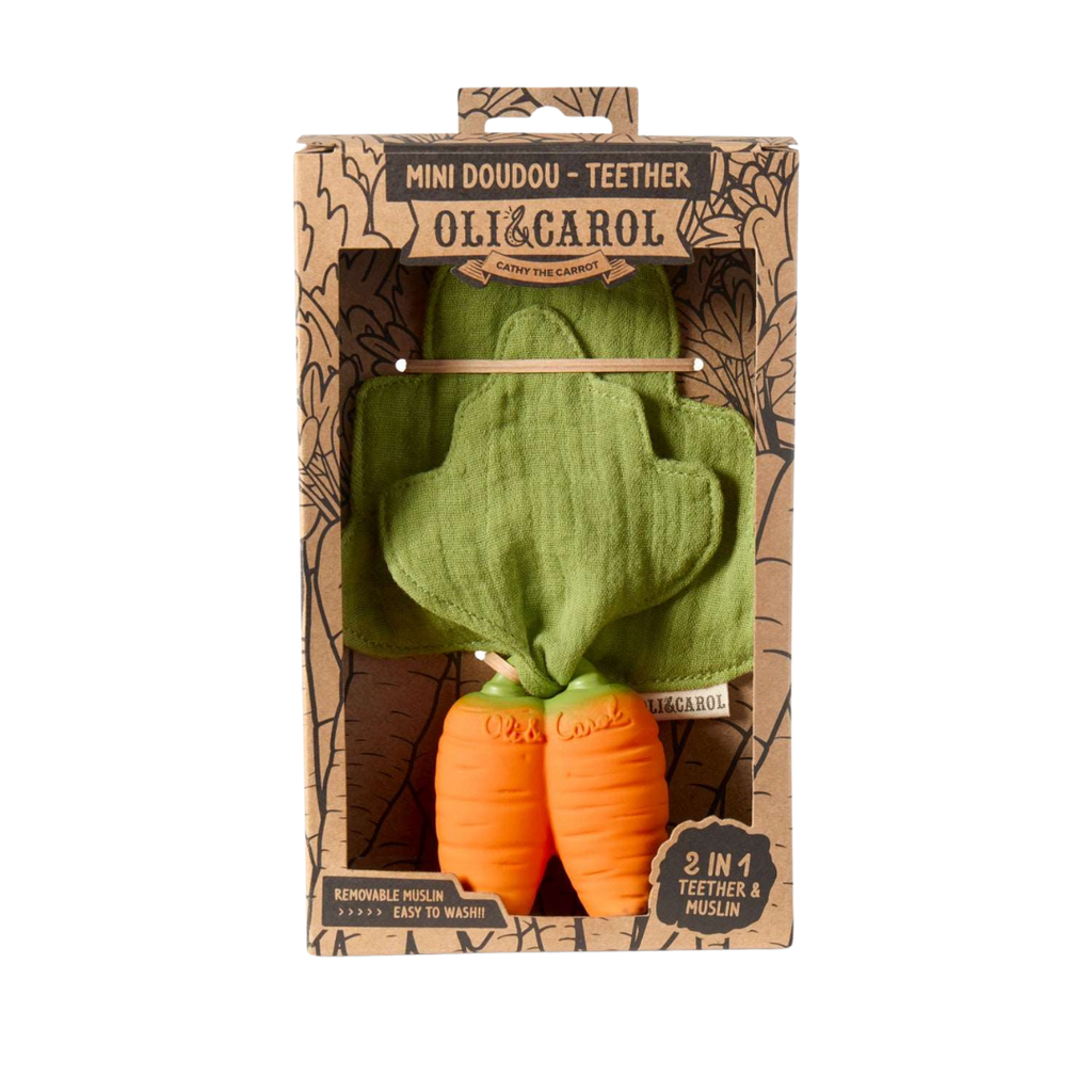 Oli and Carol Cathy the Carrot Natural Rubber Doudou Teether
