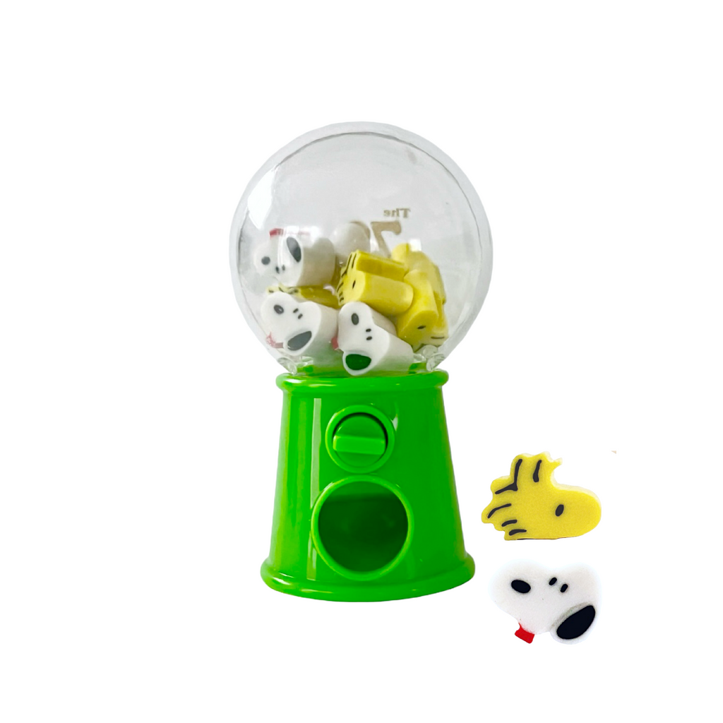 Peanuts Gumball Machine with Snoopy and Woodstock Erasers · Green
