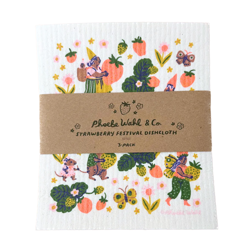 Phoebe Wahl Strawberry Festival 3-Pack Dishcloth Set