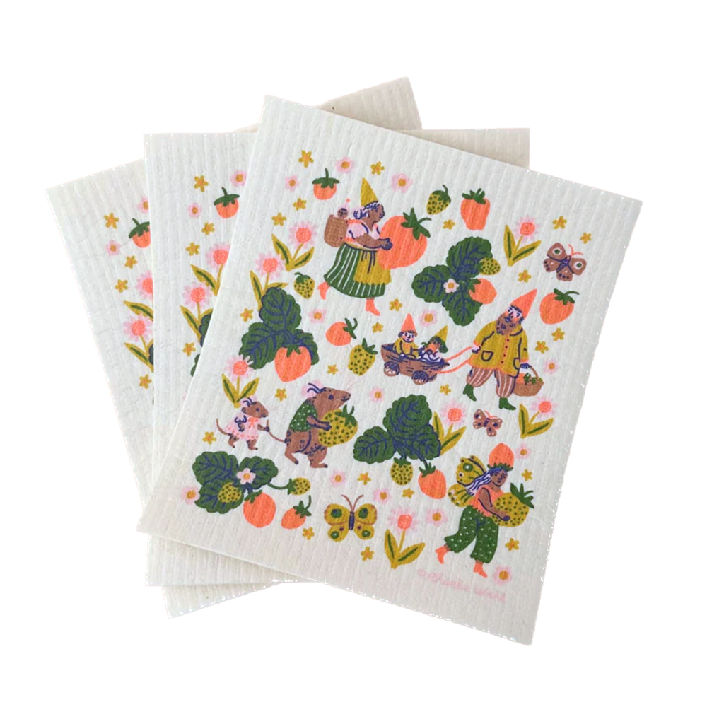 Phoebe Wahl Strawberry Festival 3-Pack Dishcloth Set