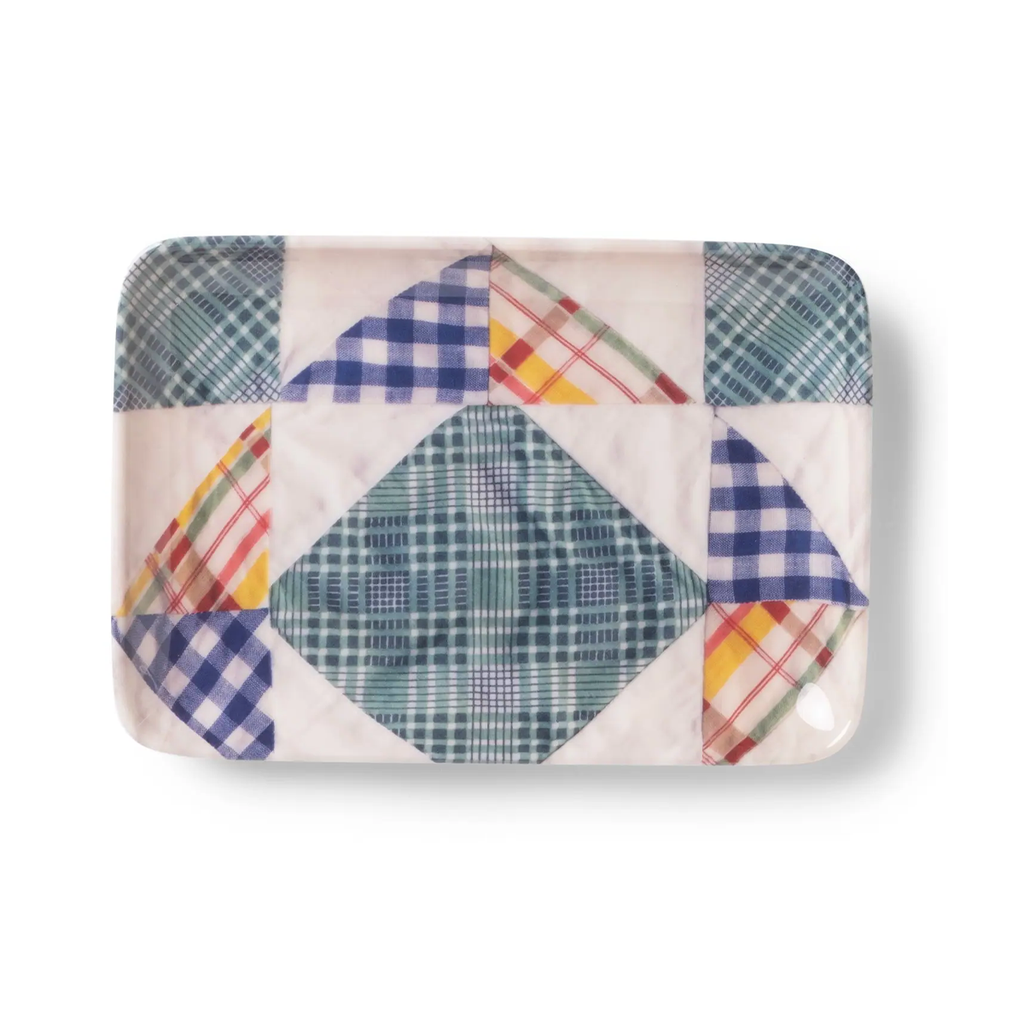 Quilt Tray · Multicolored Checkered Triangles