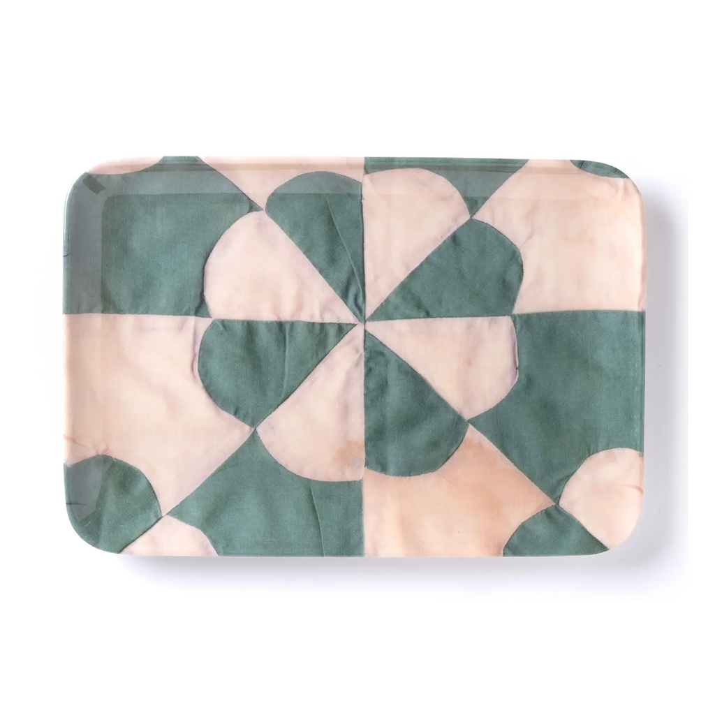 Quilt Tray · Viridian and Petal Bloom