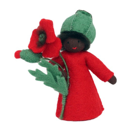 Red Poppy Prince Holding Flower · Black
