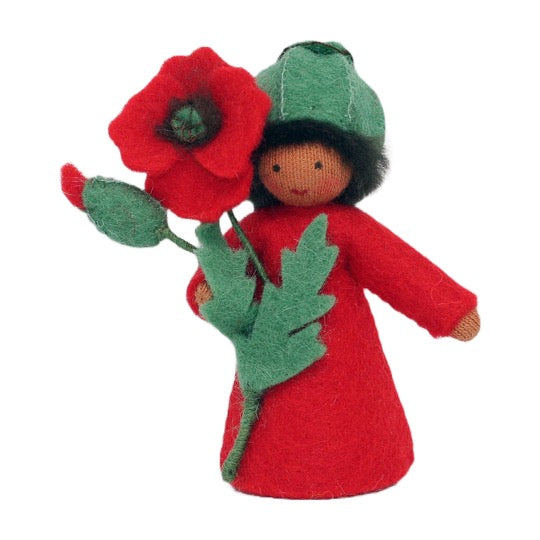 Red Poppy Prince Holding Flower  · Brown