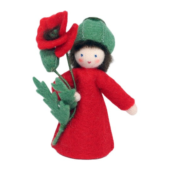Red Poppy Prince Holding Flower · White